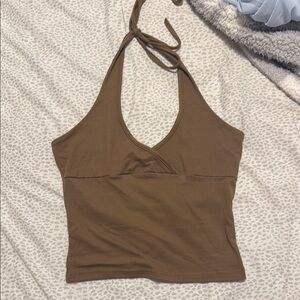SHEIN Brown Halter Crop Top
